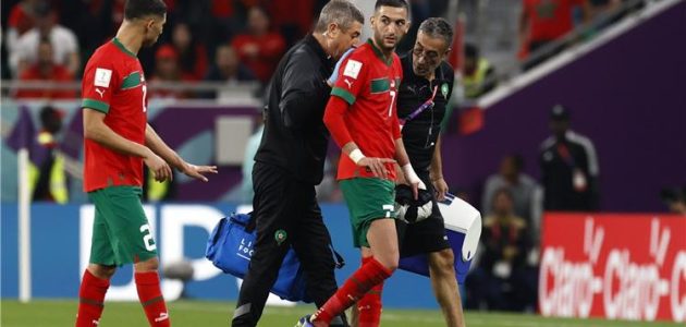 فيديو | إصابة حكيم زياش في مباراة المغرب والبرتغال