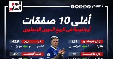 فيرنانديز يتصدر أغلى 10 صفقات أرجنتينية فى الدورى الإنجليزى .. إنفو جراف